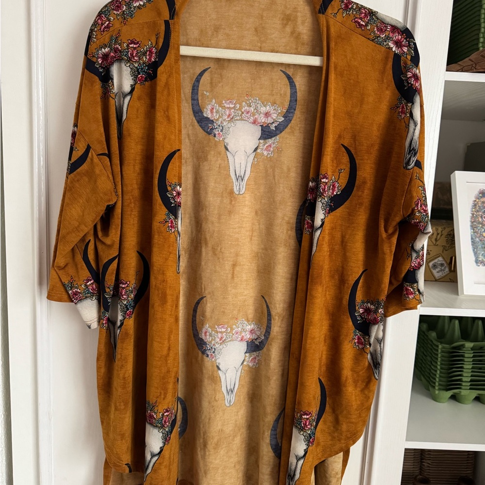 Floral Skull Print Kimono